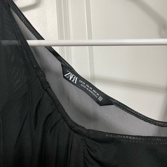 Zara Asymmetrical Draped Mini Black Dress - Picture 5 of 5